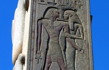 a wedding scene on an obelisk in karnak temple at luxor