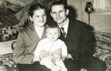 SZCZECINEK, POLAND, CIRCA 1950's: Vintage photo of parents with a baby