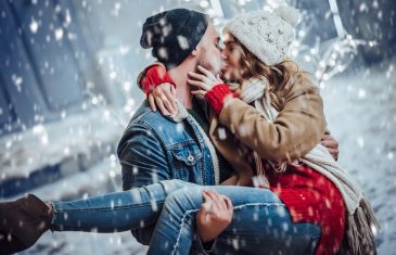 romantic coupleoutdoors in winter