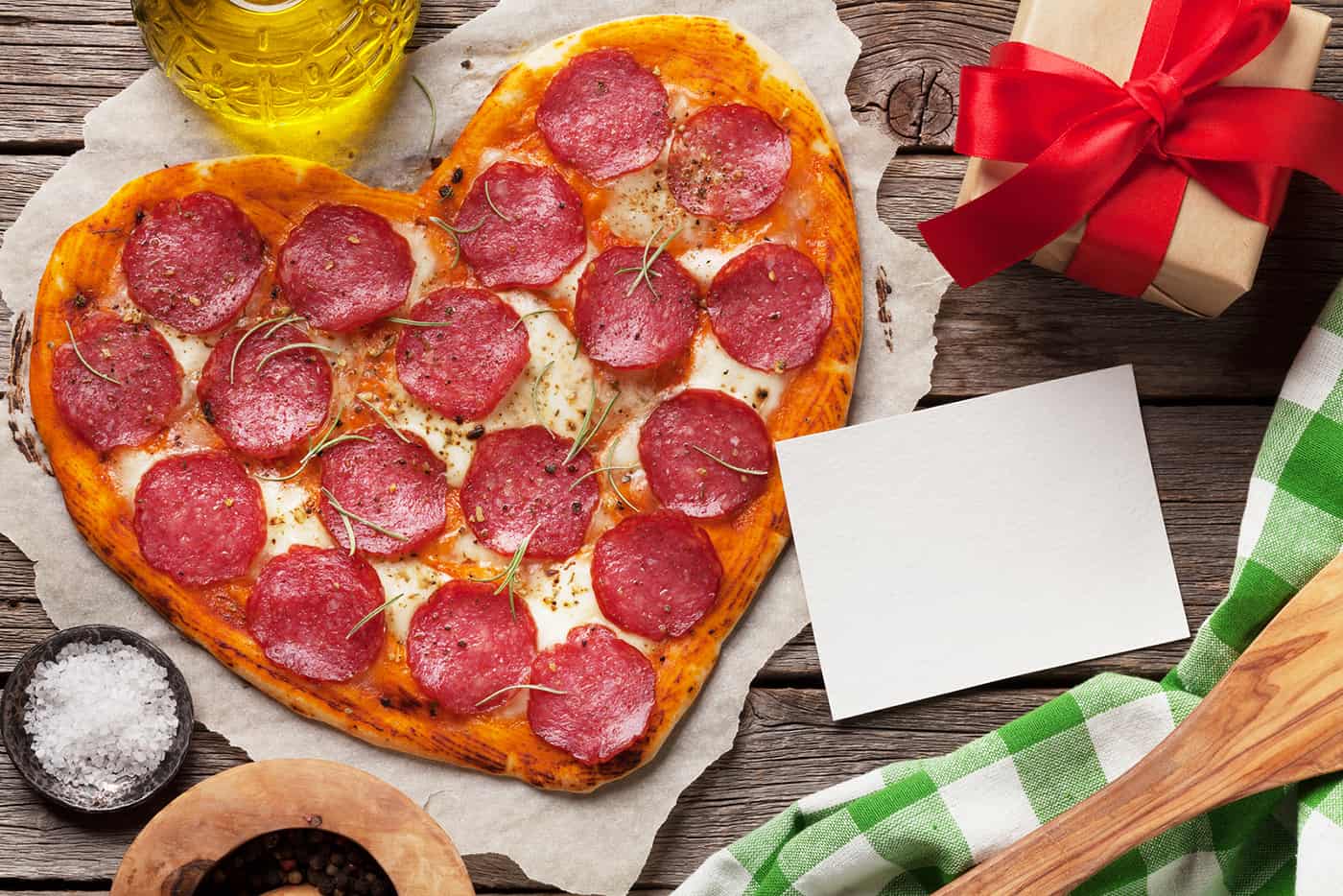 heart-shaped pizza for valentine's day
