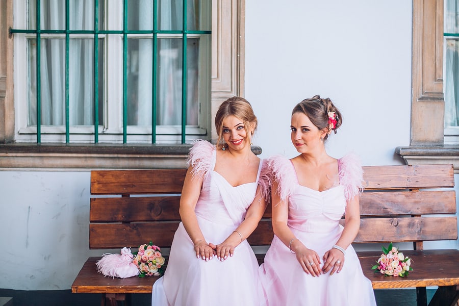 Stylish bridesmaids having fun